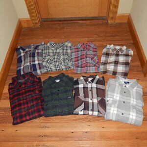 8 Piece Flannel Shirt Lot Assorted Size Flannel Modern Repurpose Upcycle Craft
